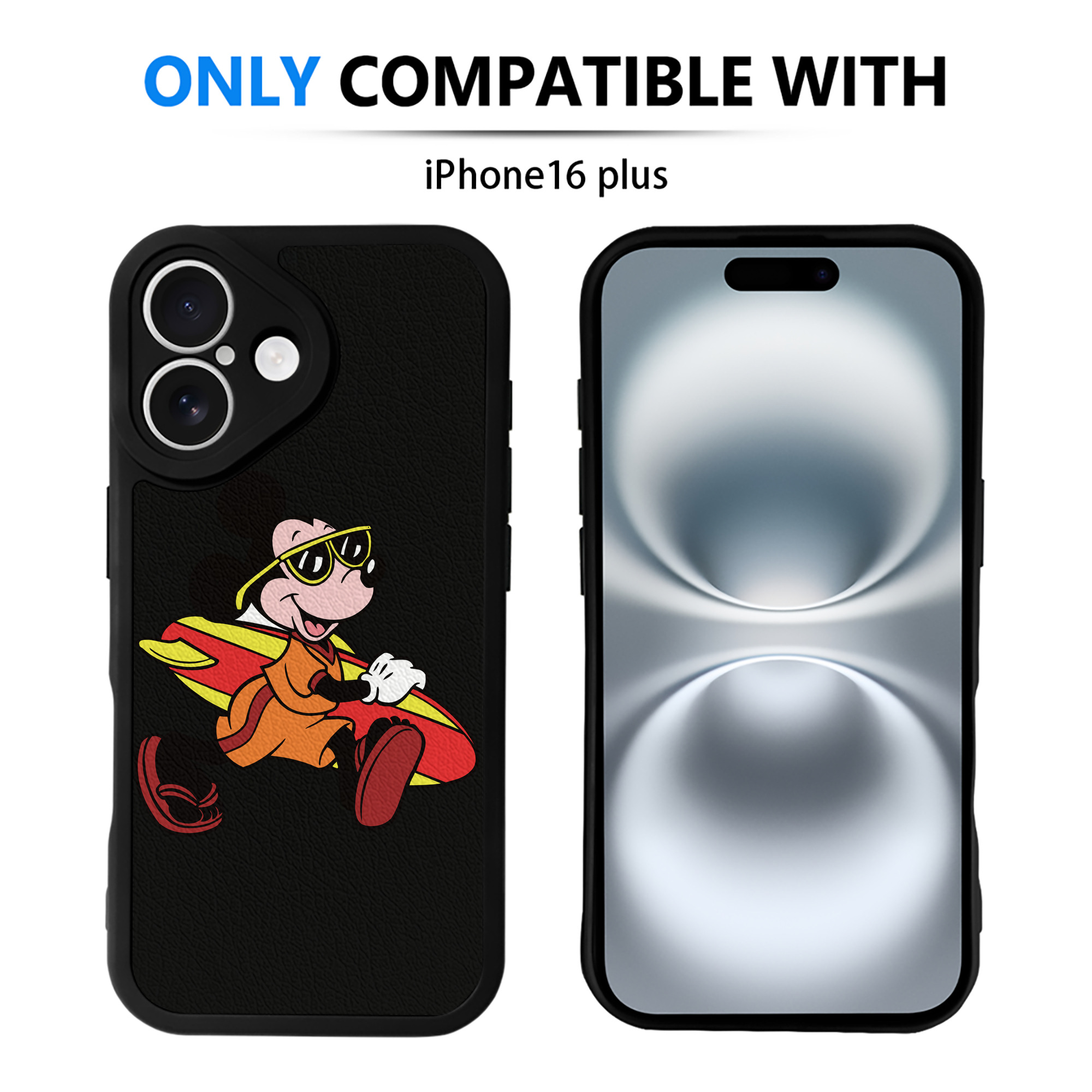 （画像用） ミッキーマウス Mickey Mouse 【iPhone 16シリーズ対応】シリコンスマホケース（レザー調） 材質：シリコン